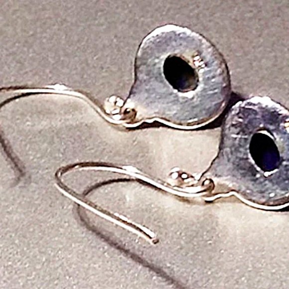 Lapis Lazuli Blue Earrings Sterling Silver 925 - Picture 3 of 4